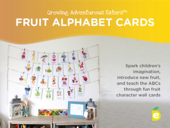 Preview of Fruit Alphabet Card Set, Nursery Decor, Nursery Wall Cards, ABC Flashcards
