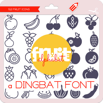 Preview of Fruit Alphabet Icons Dingbat Font - W Λ D L Ξ N