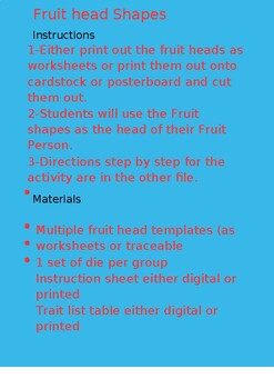 Preview of Fruit Babies - Genetics/Heredity/Punnett Squares - Fun Project Based Learning