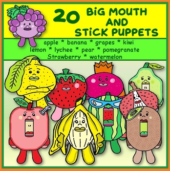 Preview of Fruit Big Mouth and Stick Puppets