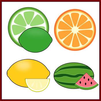 Fruit Clip Art for Commercial Use (PDF and PNG) by Language Party House