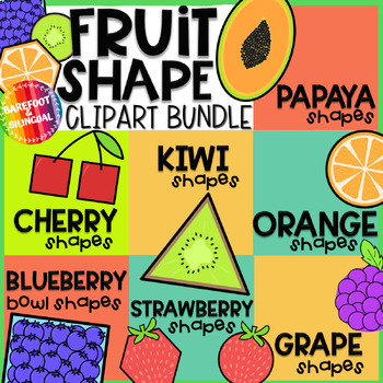 Preview of Fruit Clipart 2D Shape Bundle - Oranges, Blueberries, Strawberries and more!