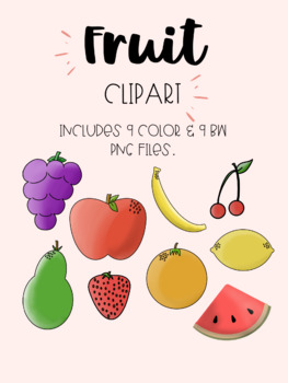 Preview of Fruit Clipart | Color and Black White | PNG | Commercial Use