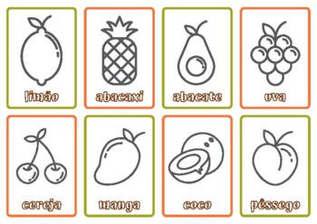 Preview of Fruit Coloring Flash Card in Portuguese