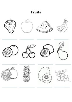 Fruit Colouring Worksheet by chihabb othmonnre | TPT