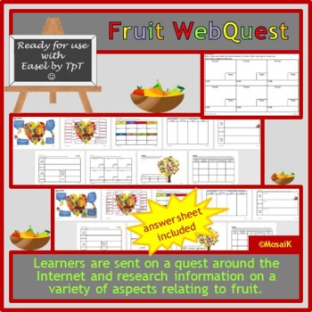 Preview of Fruit Cooking Health English WebQuest Easel