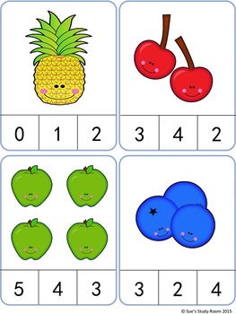 Fruit Count and Clip Cards: Numbers 1-20 by Sue's Study Room | TpT