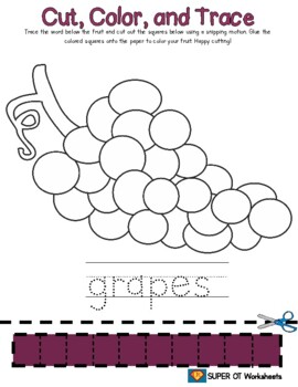 Fruit Cutting Packet: Snipping Skills by SUPER OT Worksheets | TPT