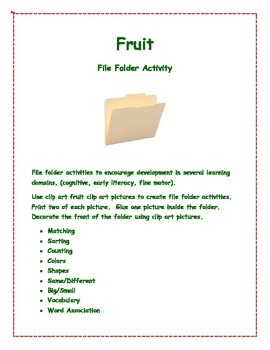 Preview of Fruit File Folder Activities