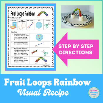 Preview of Fruit Loops Rainbow Visual Recipe | Life Skills | Special Ed | Speech Therapy