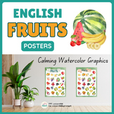 Fruit Names in English Poster: 24 Types, 2 Versions, Calmi
