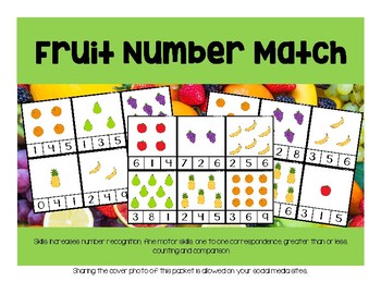 Preview of Fruit Number Match, Numbers 1-9