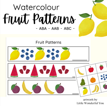 Preview of Fruit Pattern cards perfect for a health unit or independent math tasks