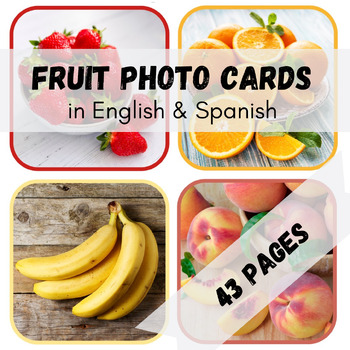 Preview of Fruit Photo Cards (A-Z in English and Spanish)