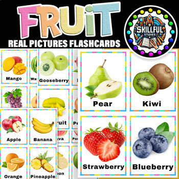 Preview of Fruit Photo Picture 40 Flashcards | Fruit Posters with Real Images for k & PreK