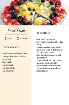 Preview of Fruit Pizza Recipe - tested and approved by students!