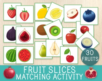 Preview of Fruit Slices Matching Activity, Outside & Inside Fruits, Montessori Style