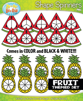 Fruit Spinner Shapes Clipart {Zip-A-Dee-Doo-Dah Designs}