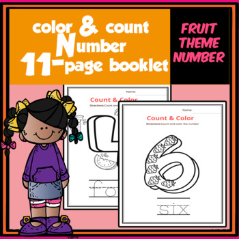 Preview of Fruit Theme Number Coloring Pages – (1-10) – Free PDF Booklet For Pre-K