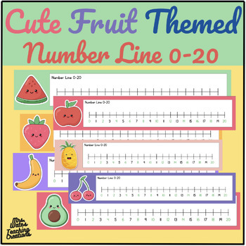 Preview of Number Line 0 to 20 Math Counting Desk Tags - Fruit Themed Printables