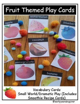 Preview of Fruit Themed Playdough/Loose Parts Play Cards