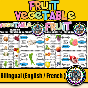 Preview of Fruit & Vegetable Bilingual (English / French) Functional Reading Task Cards