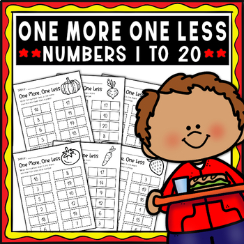 Preview of Fruit & Vegetable - Kindergarten One More One Less - Numbers 1 to 20 - Worksheet