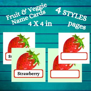 Preview of Fruit & Vegetable Watercolor Name Plate/Labels