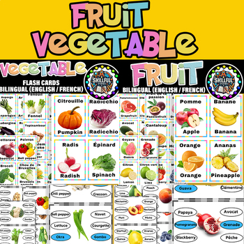 Preview of Fruit & VegetableFrenchTask Cards & Flashcards