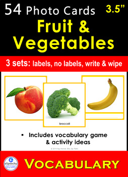Preview of Photo Picture Cards *54 FRUIT & VEGETABLES* 3 Formats 3.5x3.7"