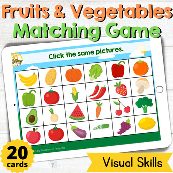 Preview of Fruit & Vegetables Matching Game Visual Discrimination Boom Cards