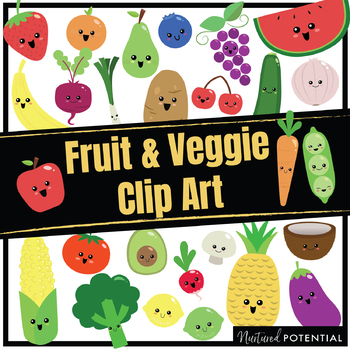 Preview of Fruits & Vegetables Clip Art (Color and Black & White)