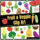 Fruits & Vegetables Clip Art (Color and Black & White)