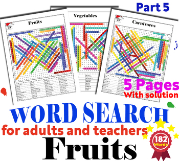 Preview of Fruit Word Search, Word Searches Fruits, Puzzles, Activities, Harder, Word Fruit