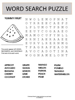 Preview of Fruit Word Search Worksheet Puzzle - Easel Activity Game