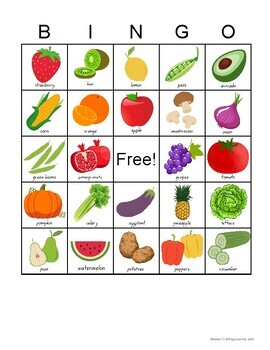 Fruit and Vegetable Bingo - Farm Game by Crafting Jeannie | TPT