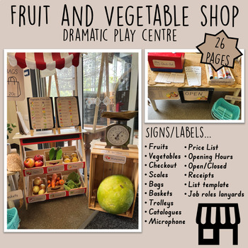 Preview of BUNDLE Fruit and Vegetable Healthy Eating Games Worksheets Dramatic Play Centre
