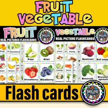 Preview of Fruit and Vegetable Photo Picture Flashcards|Fruits and Vegetables Vocabulary