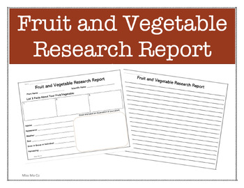 Preview of Fruit and Vegetable Research Report