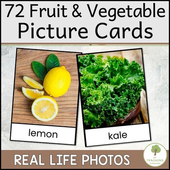 Preview of Fruit and Vegetable Sort with Real Picture Cards for Category Sorting and Vocab