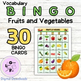 Fruit and Vegetable Vocabulary Bingo Game Healthy Foods