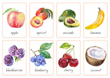 Preview of Fruit and Vegetable Word Cards (watercolour)