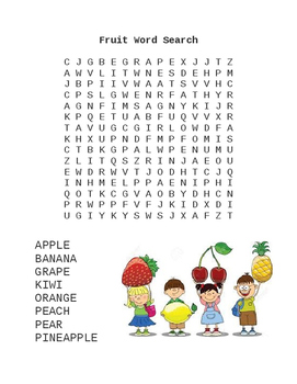 Fruit and Vegetable Word Search by Heather Tetzlaff | TpT