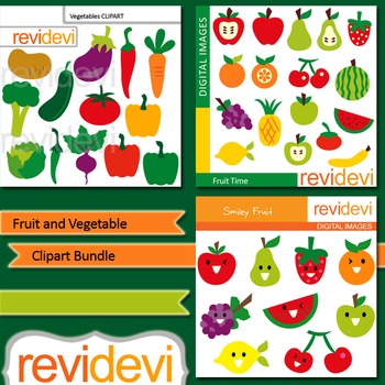 Preview of Fruit and Vegetable clip art bundle digitals (3 packs)