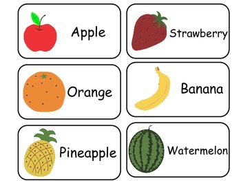 Fruit and Vegetable Flash Cards Nutrit Preschool Picture and Word flash cards 