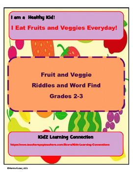 Preview of Fruit and Veggie Riddle and Word Find Fun