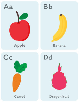 Fruit and Veggies | Alphabet Flash Cards | Literacy | Kindergarten ...