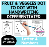 Fruit and vegetables dot to dot connect the dots with writ