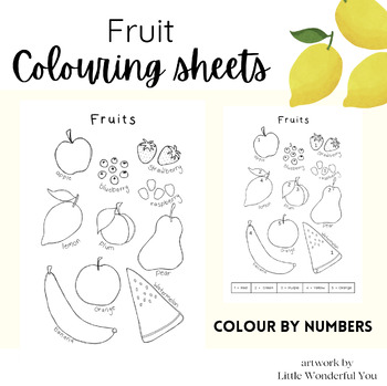 Preview of Fruit - colouring pages - colour by number