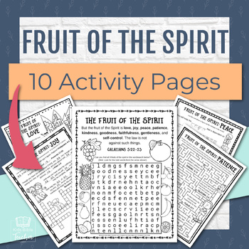 Preview of Fruit of the Spirit Activity Pages 10 Bible Worksheets for 2nd, 3rd, 4rth Grade